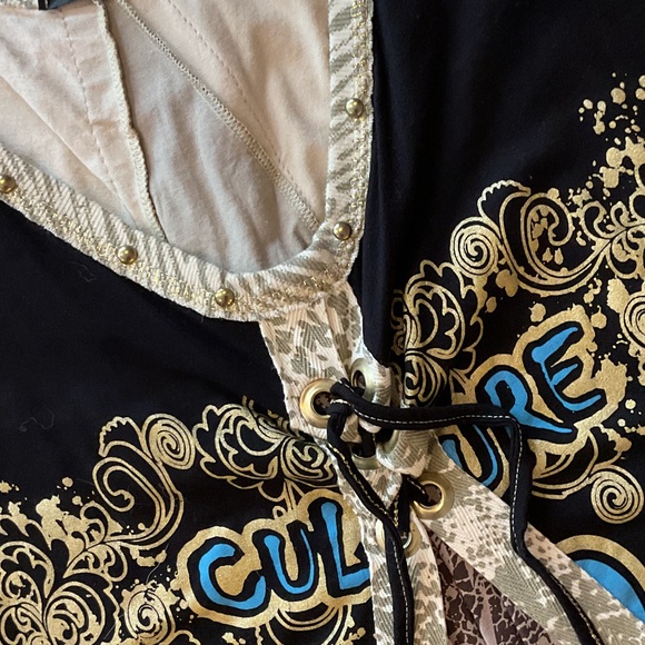 Black Boho Graphic Tank tunic Dress Turquoise NWOT Small Ptp 14 hits mid thigh - Picture 6 of 11